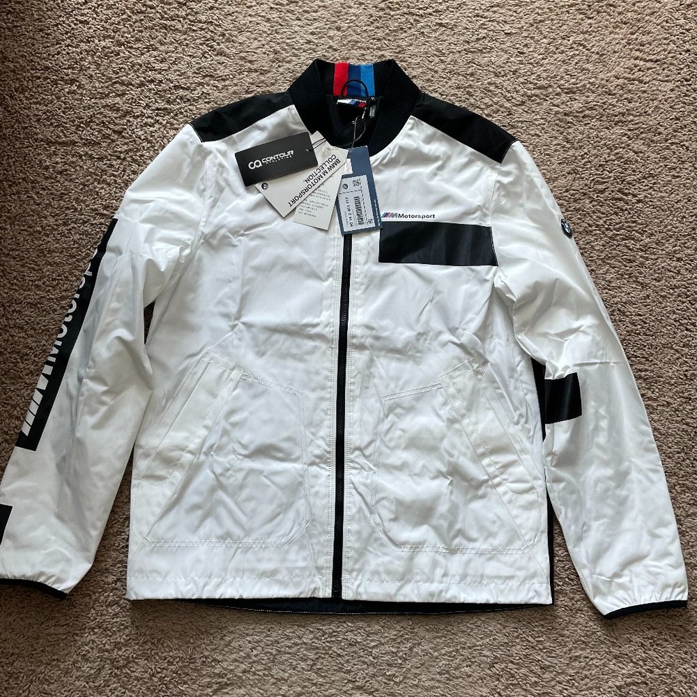 NEW BMW M Motorsport Zip Front Jacket Men Black/White Size M – Windbreaker - NWT